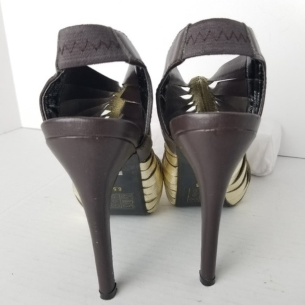 N.Y.L.A Leather Strap Ankle Booties Peep Size 6.5 - Picture 8 of 8